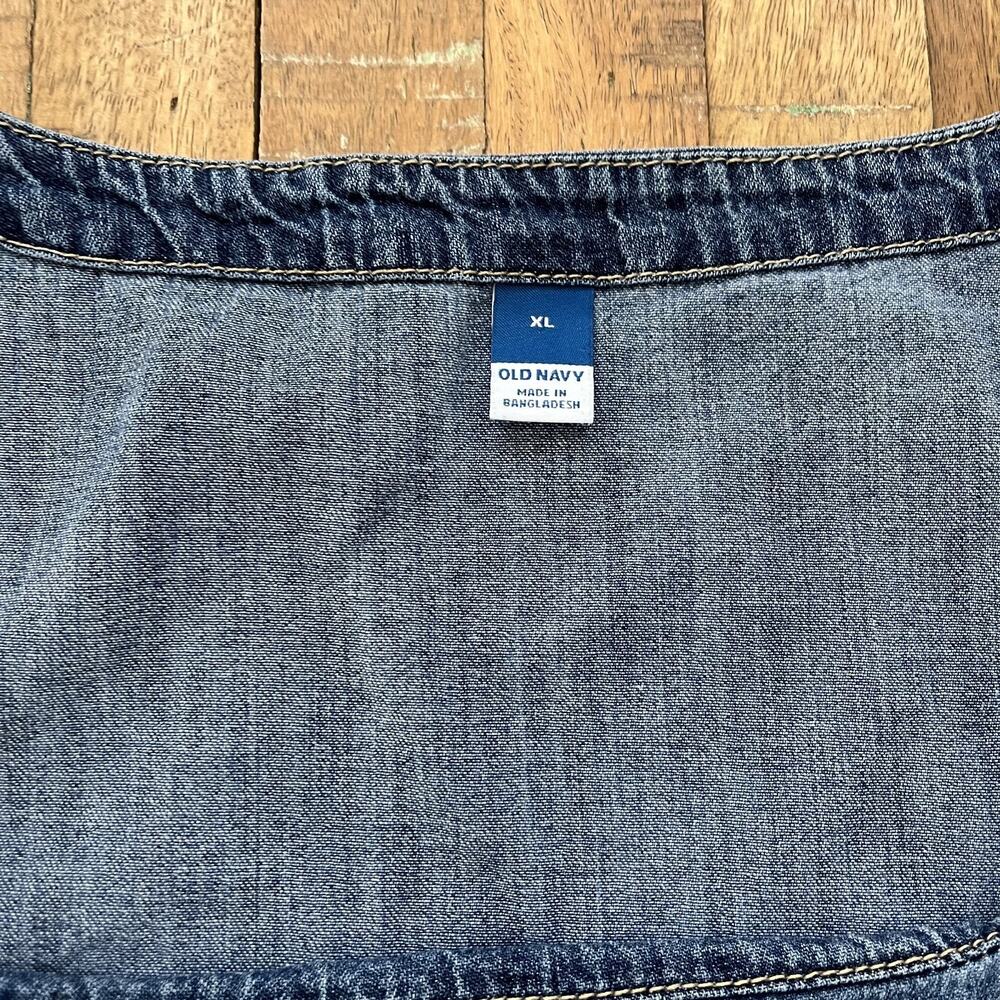 Old Navy Sleeveless Square Neck Dark Wash Denim Top Women's XL 100% Cotton - Picture 2 of 9